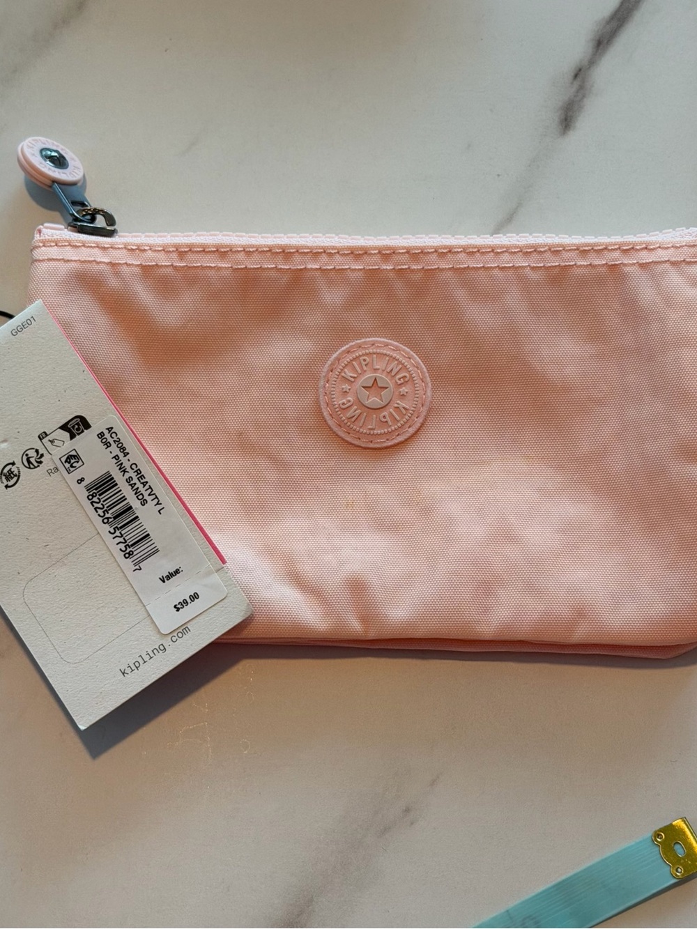 Kipling Light Pink Nylon Cosmetic Pouch